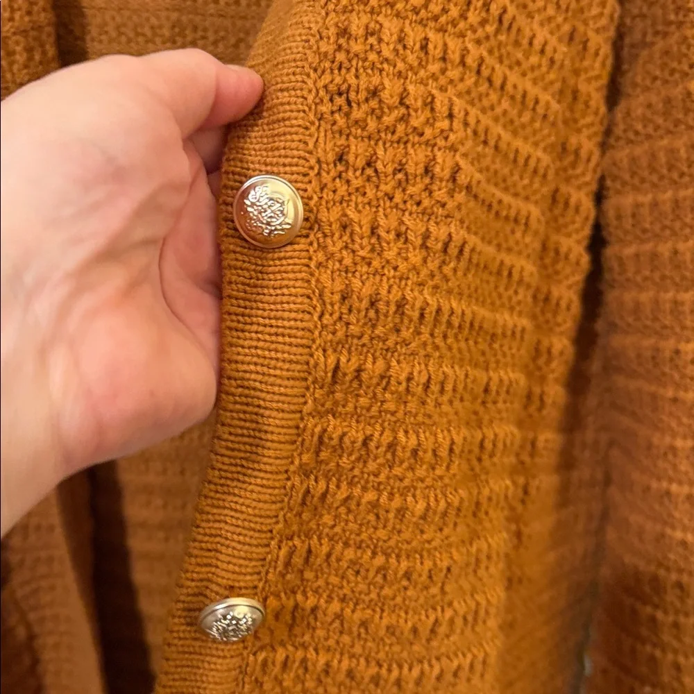 cristina B Rust Crochet-Style Button Cardigan - Picture 3 of 7